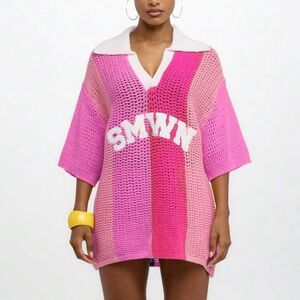 Pink Knit Swim Cover-Up